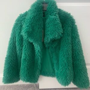 NWT gorgeous green faux fur jacket in size medium.